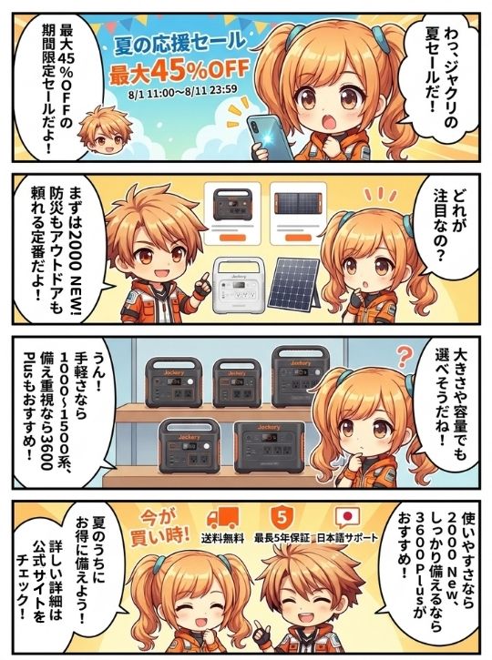 Jackery 夏の応援セールで人気モデルがお得！
