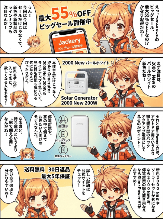Jackeryビッグセール開催中！新色2000 NewとSlimPower H1に注目