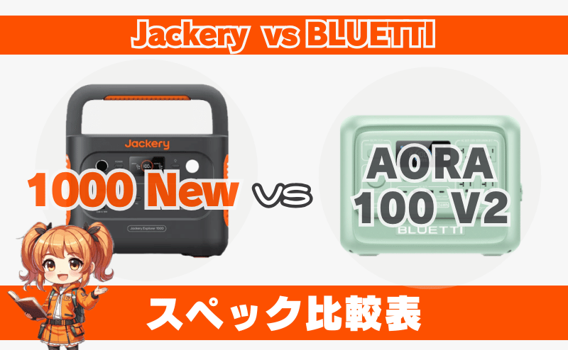 ジャクリ 1000 Newとブルーティ AORA 100 V2｜スペック比較表