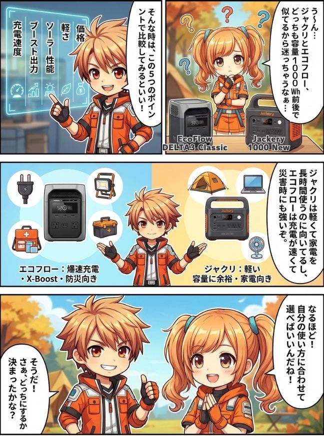 ジャクリ 1000 Newとエコフロー DELTA 3 Classic、どっちを選ぶ？