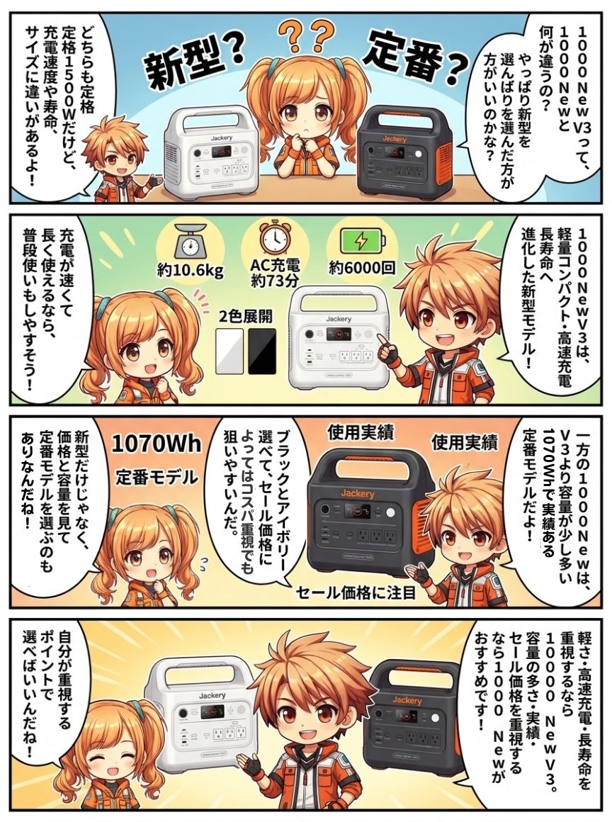 Jackery 1000 New V3と1000 New、どっちを選ぶ？