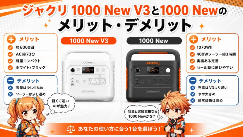 ジャクリ 1000 New V3と1000 Newのメリット・デメリット