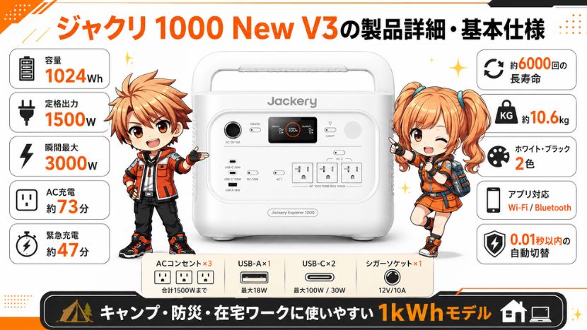 ジャクリ 1000 New V3の製品詳細・基本仕様