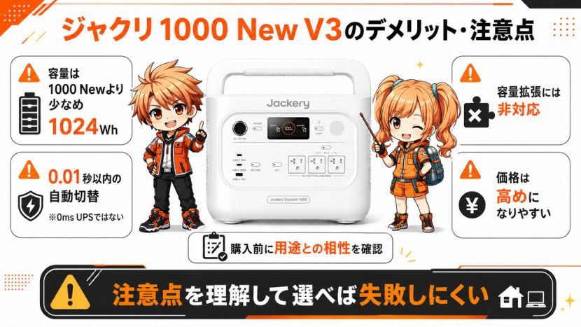 ジャクリ 1000 New V3のデメリット・注意点