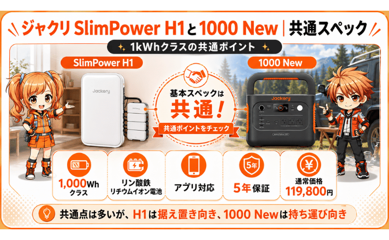 ジャクリ SlimPower H1と1000 New｜共通スペック